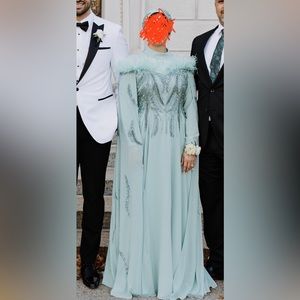 Amjad Hamouri Designer, Custom Teal Hijabi Dress